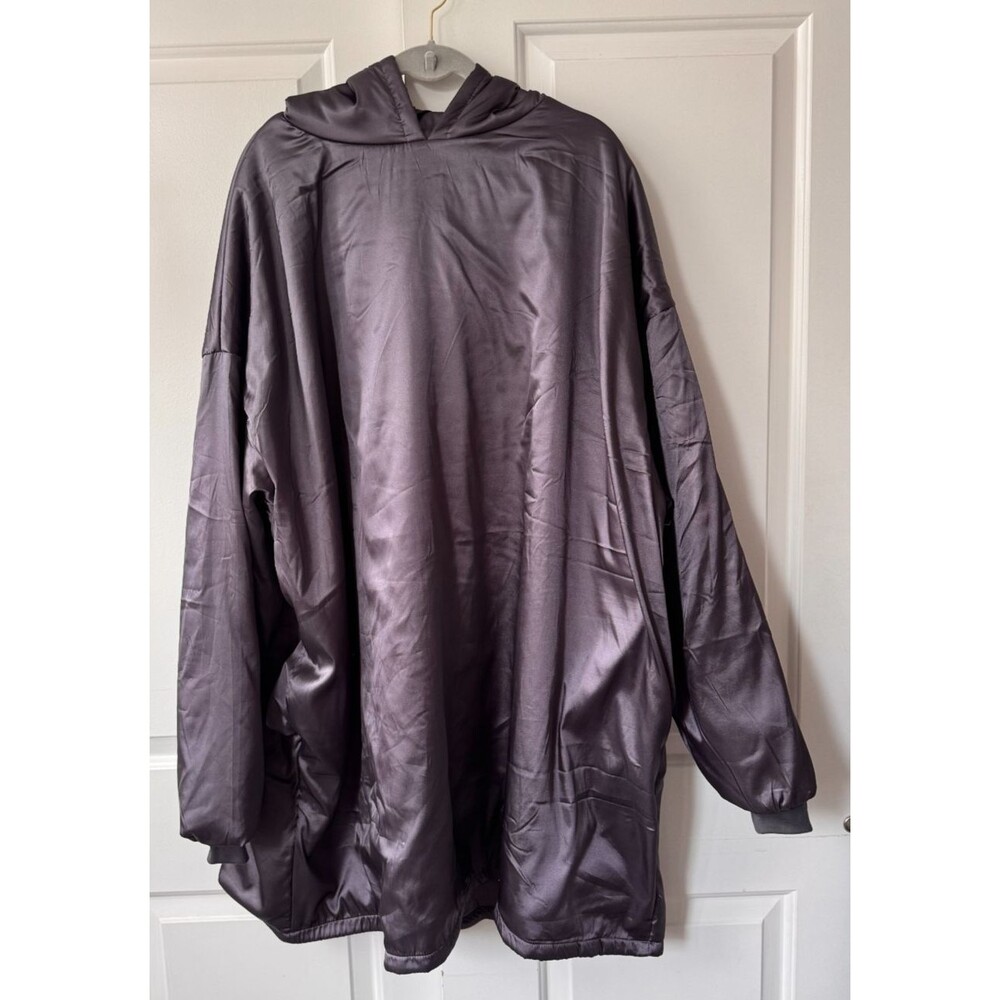 Kitsch Satin Hoodie Glazey Charcoal Gray one size